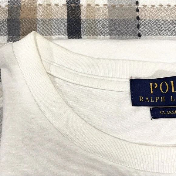 Polo fit Logo jersey T-Shirt by Ralph Lauren Men's White T-Shirt, Size Medium - Picture 8 of 8